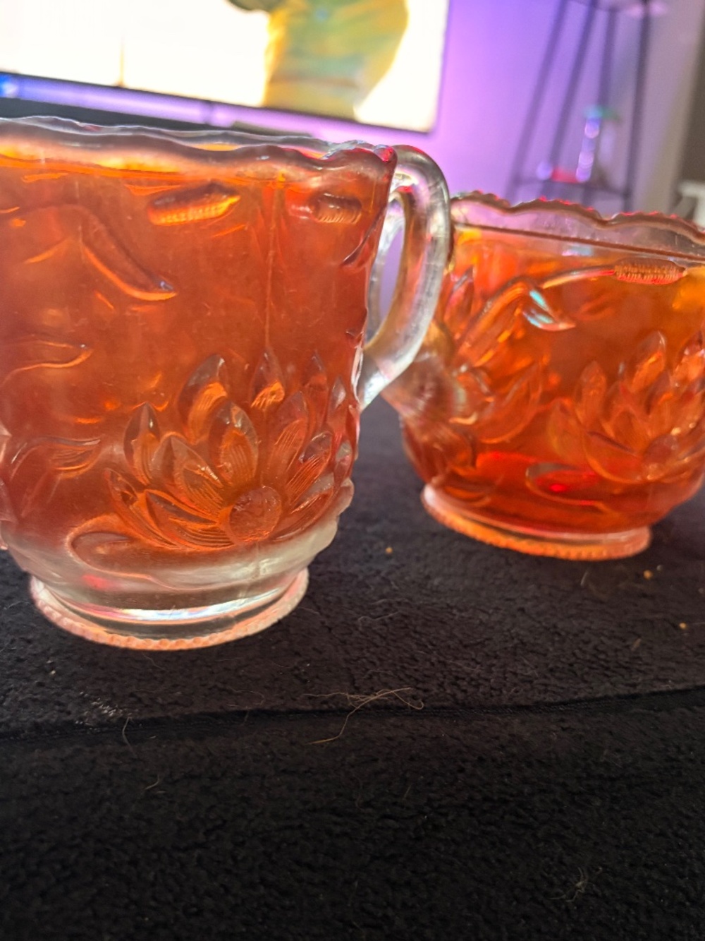 ✨ Gorgeous Vintage Fenton Marigold Carnival Glass Creamer & Sugar Bowl Set ✨